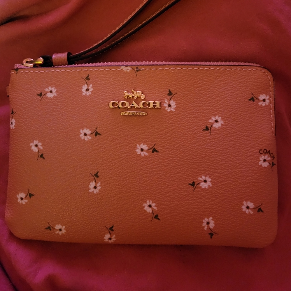 Pink Flower Coach Wristlet